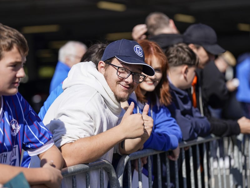 23 September 2023: Pompey fans waiting to meet their favourite Blues stars.