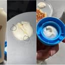 The dad says he found bits of blue plastic inside a bottle of mayo from Lidl.