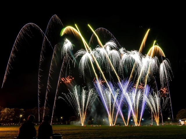 The fireworks at HMS Sultan, with pyrotechnicians Selstar Fireworks operating the performance last night.