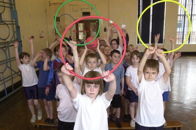 Pictured at  Stradbroke Primary School in 2003, Richmond Road, Sheffield, where the school has invented their own Harry Potter game of Quidditch. Seen are Y4 pupils with the game.