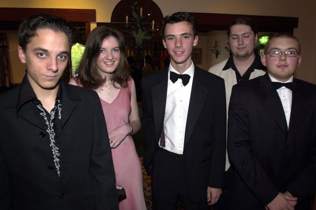 Ian Godbehere, Jenni Jones, Alec Wood, Anthony Jarvis, Daniel Wild at the King Edward VII Sixth Form Prom at Baldwins Omega in April 2003