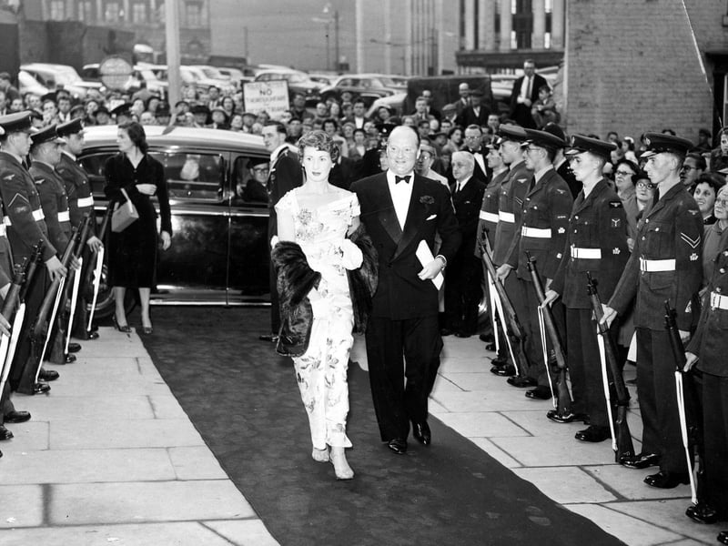 Gala opening of the Odeon Cinema on Norfolk Street/Flat Street, July 16, 1956. The opening was attended by actor Dinah Sheridan and her husband Sir John Davis, chairman of the Rank Organisation. A guard of honour was provided by RAF Norton. Picture Sheffield Ref No: y03391
