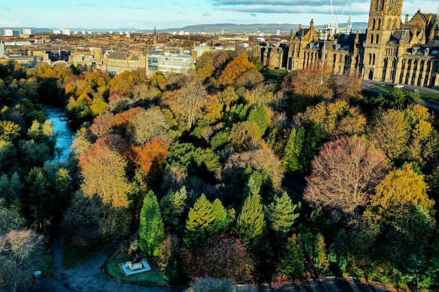 Kelvingrove Park is situated on the banks of the River Kelvin in Glasgow and is a popular spot with both locals and tourists. During autumn, the park comes alive with the rich colours of bright orange and deep green making it a scenic spot for a leisurely stroll (Photo: Shutterstock)