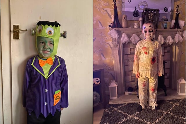 Leanne Cotson sent these pictures of her sons in their Halloween outfits.