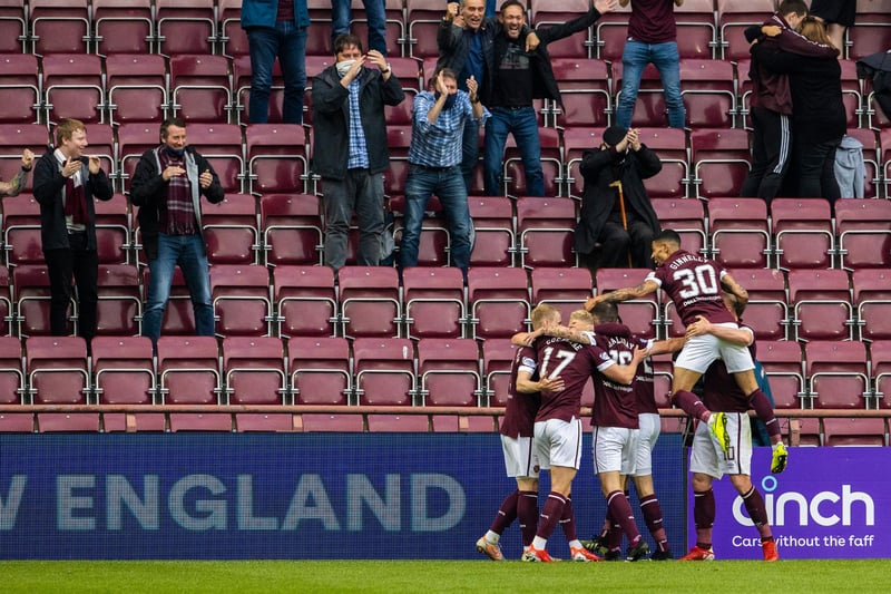 Supporters join in the celebrations after Gary Mackay-Steven's opener