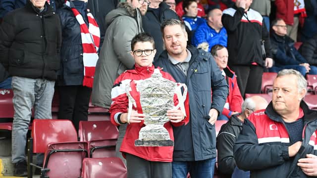 An early sighting of the tinfoil FA Cup in the away end