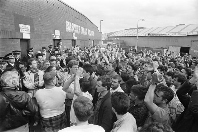 Police attended when hundreds of angry Hibs fans turned up at Easter Road football stadium after hearing Hearts chairman Wallace Mercer planned a takeover of their club in June 1990. This led to the Hands off Hibs campaign.