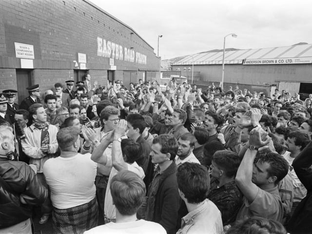 Police attended when hundreds of angry Hibs fans turned up at Easter Road football stadium after hearing Hearts chairman Wallace Mercer planned a takeover of their club in June 1990. This led to the Hands off Hibs campaign.