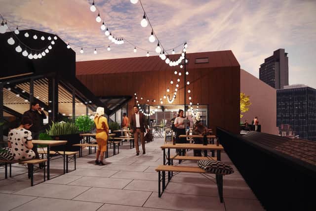 Impression of the bar rooftop terrace in Block H.