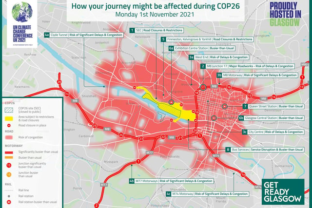 How roads could be affected on the first day of COP26.