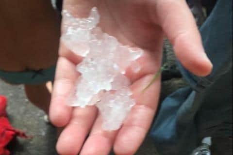 Giant hail was found on a Sheffield street as extreme weather conditions hit the city