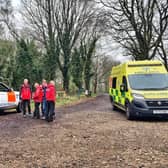 Yorkshire Ambulance Service took a 14-year-old to hospital after he was injured in Greno Woods in Grenoside, Sheffield. Picture: Woodhead Mountain Rescue Team