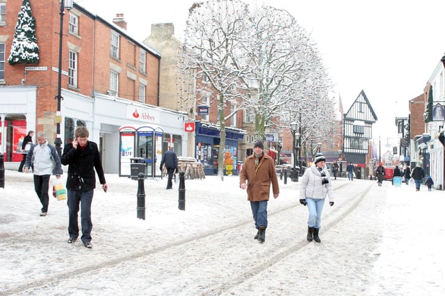 Chesterfield Town centre covered in snow ten years ago
