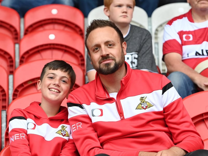 A pair of Rovers fans in the stadium during the friendly with Newcastle United