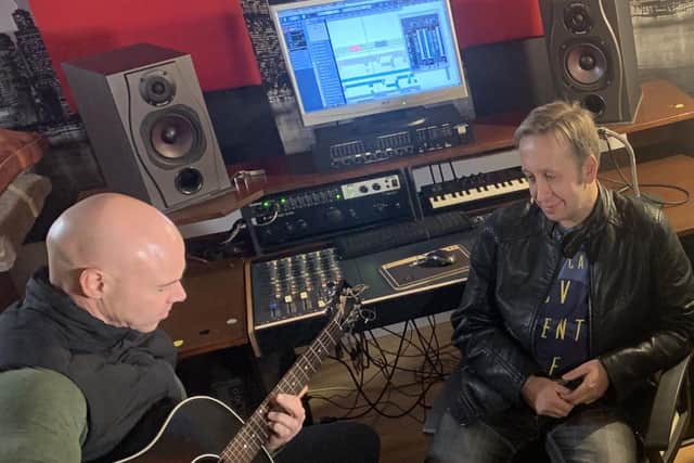 Dom in the studio with Sheffield recording artist Zee Krayski.