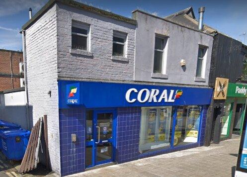 This two storey brick corner property comprising ground and first floor, let to Coral Bookmakers, is on the market for £500,000.