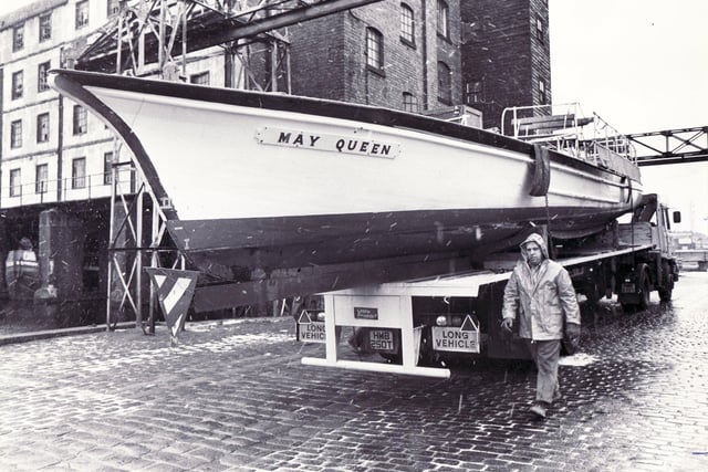 The May Queen passenger launch arrives at the Canal Wharf in 1980

