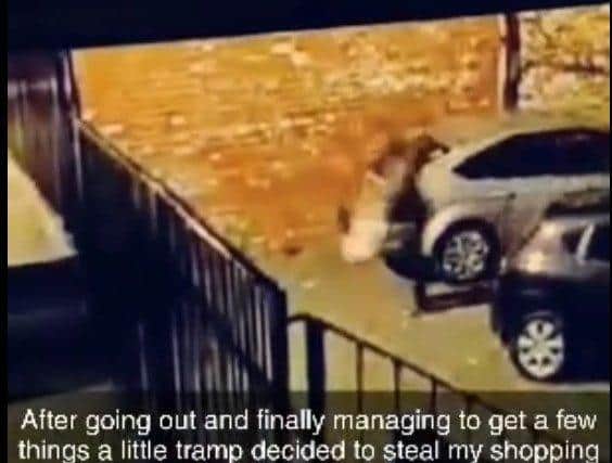 CCTV footage shows a man making off with the shopping.
