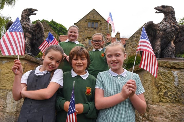 Pupils from Broadway Junior School in Sunderland hold Fourth of July celebrations at Washington Old Hall in 2015. Is there someone you know in this photo?