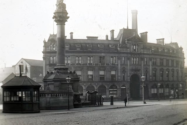 The Crimean Monument war memorial on The Moor in Sheffield city centre. It was moved to the Botanical Gardens in 1960 before being placed in storage