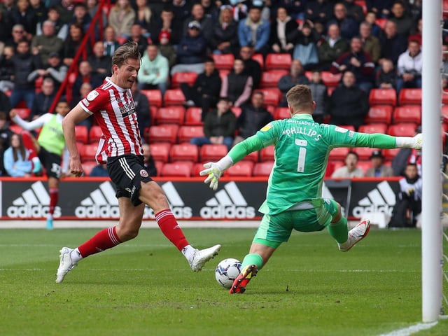 Almost put the Blades ahead when he took down Gibbs-White's pass beautifully before Phillips made the save from his effort. Did brilliantly well to fashion a shot which was touched behind by Phillips