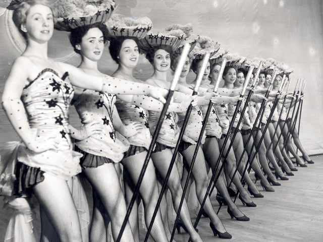 Chorus girls at the Empire Theatre, Sheffield, in October 1953