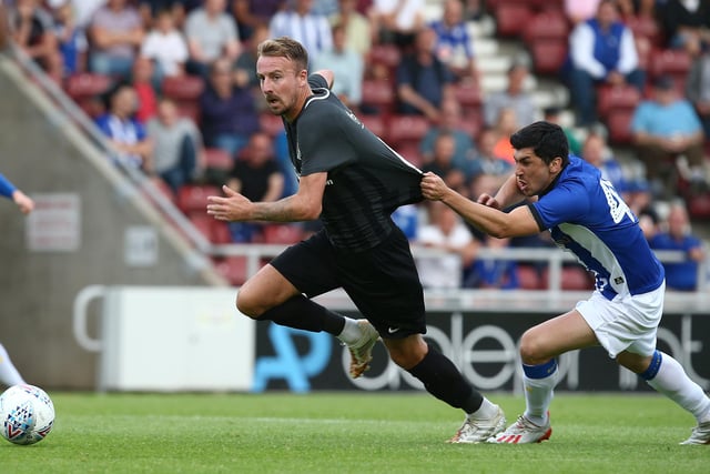 Chris Lines, pictured here playing against Wednesday in a pre-season friendly last summer, spent two years in the Owls' midfield, moving to Port Vale in 2013 before finding a home at Bristol Rovers. He played over 150 times before a switch to Northampton where he is looking forward to another crack at League One after the fifth promotion of his career last time out.