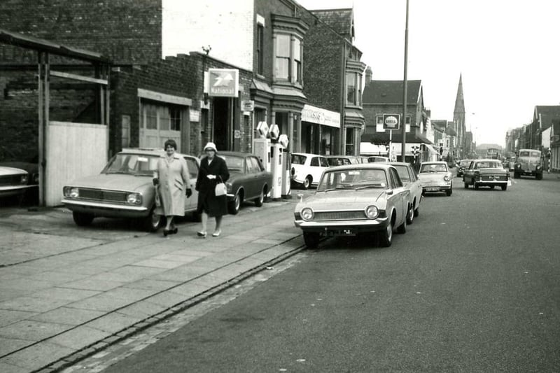 Looking down Park Road towards York Road and here is the Ewart Parsons petrol station. It was demolished and replaced in the early 1970s by Titan House. Photo: Hartlepool Library Service.