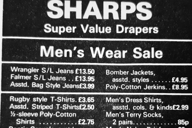 A Kirkcaldy institution which sat at the heart of the east end of the High Street.
Who also remembers Falmer jeans? They were on sale for just £13.
And in 1981 Sharps opened 'half day Wednesday' - a throwback to a very different era on the High Street.