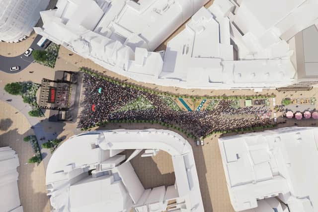 A big gig on Fargate. Image from the University of Sheffield.