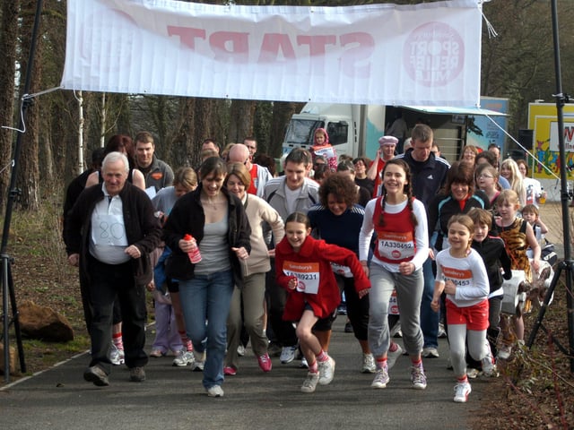 Sports Relief Sponsored Mile Run at Creswell Crag in 2010