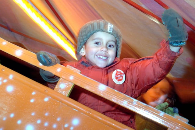 2008: this youngster is excited waiting in the queue for one of the rides at Ashfield District Council’s Bonfire Night.