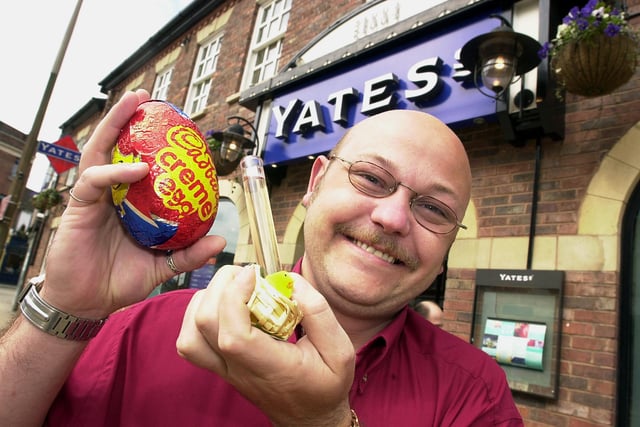 In 2001 Doncaster Yates's head of promotions, Saul, shows of the special Easter cocktail-Cadbury's Creme egg and Tequila slammer.