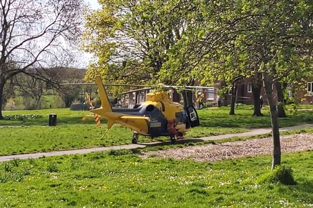 An air ambulance has landed in Sheffield this afternoon.
