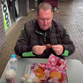 Rate My Takeaway YouTube star Danny Malin eats at Munchies on London Road, Sheffield, which was recently named Britain's best takeaway. Photo: Rate My Takeaway/Danny Malin