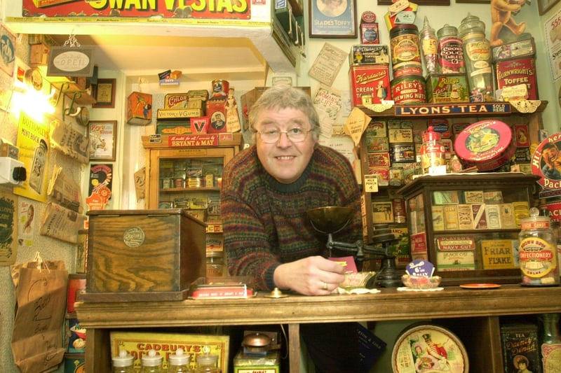 Peter Bolt of Marshall Road, Woodseats, who converted part of his home into a sweet shop, pictured in 2001