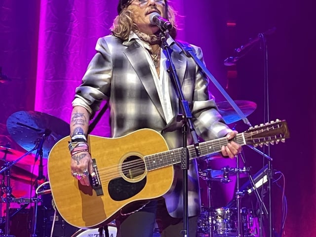 Johnnny Depp on stage at Sheffield City Hall. Picture: Jay Wang