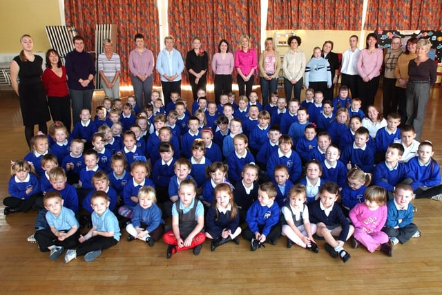Pupils and staff are all in the view for this 2003 photo. Remember this?