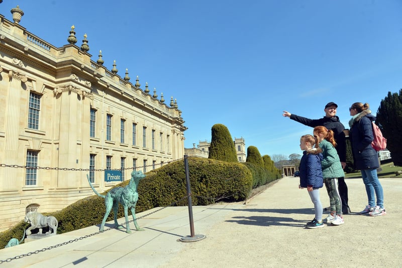 Chatsworth House remains temporarily out of bounds to visitors such as the Hargrave family who could only admire it from the outside during their tour of the grounds.