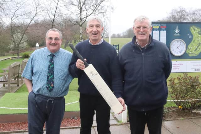 Richard Griffiths, a Yorkshire Cricket Foundation volunteer, alongside Bob Yardley, 69, events co-ordinator for the Sheffield Cricket Lovers’ Society, and Brian Sanderson