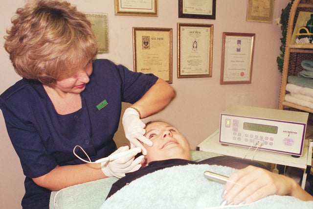 Beauty Therapist Cheryl Hogan performed Microlysis, Electrolysis on client Louise Whiteley at The Retreat on Ecclesall Road in 1999
