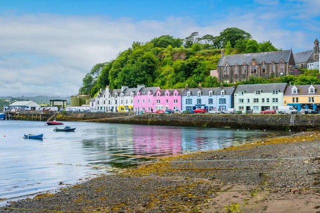 The capital town on the Isle of Skye is a picturesque harbour town with bright coloured houses and the island's stunning scenery all around. The name is thought to be derived from Port Righ, which means Kings Port in Gaelic.