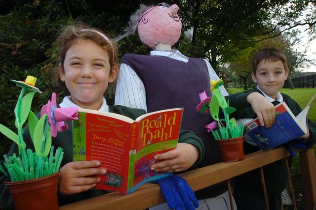 Scarecrows and Roald Dahl books. Sounds like a perfect day in 2012 for Broadway Junior School pupils Mille Humble,7 and Callum Green, 7.