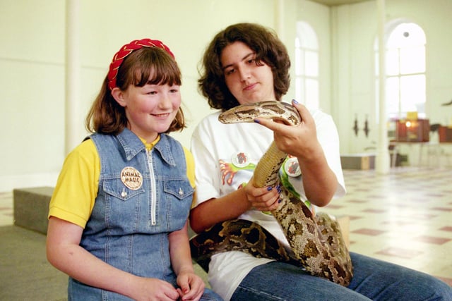 Sankes Alive was the opening event in the Animal Magic Exhibition at Sunderland Museum and Art Gallery in 1997.  Pictured with a python is Gemma Forrest of Ford Estate and handler Katherine Roberts, of Wallsend Reptile Society.