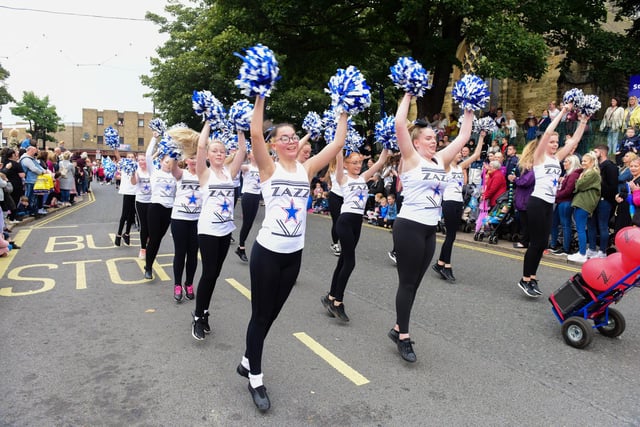 Zazz dancers at the Houghton Feast parade on Saturday.
