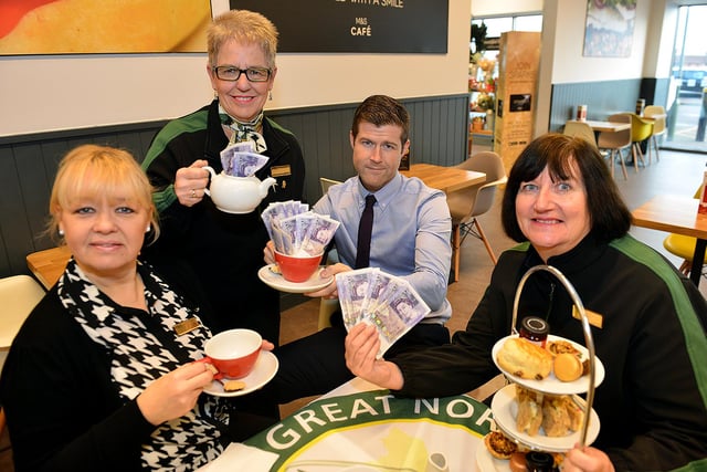 Peter Moody from Great North air Ambulance is served afternoon tea in Marks and Spencer by staff who presented him with £500. Have you spotted anyone you know?