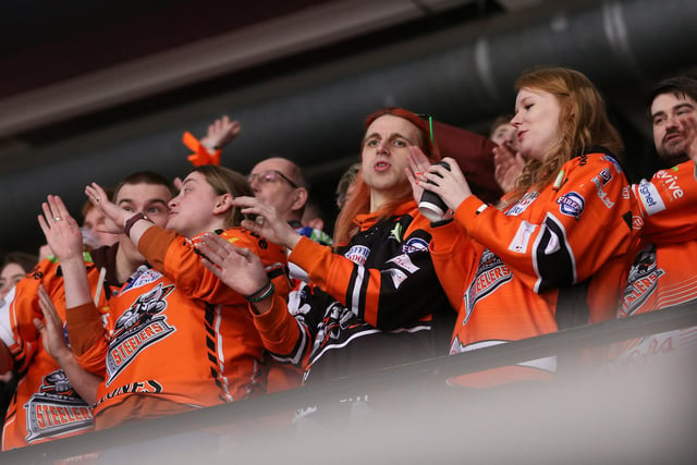 Sheffield Steelers fans show their support for the home side at Utilita Arena on Saturday night
