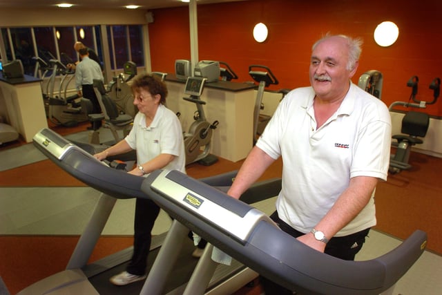 The re-vamped Concord Sports Centre. in 2005 where Irene and John Ludlam from Ecclesfield tried out the new gym equipment.