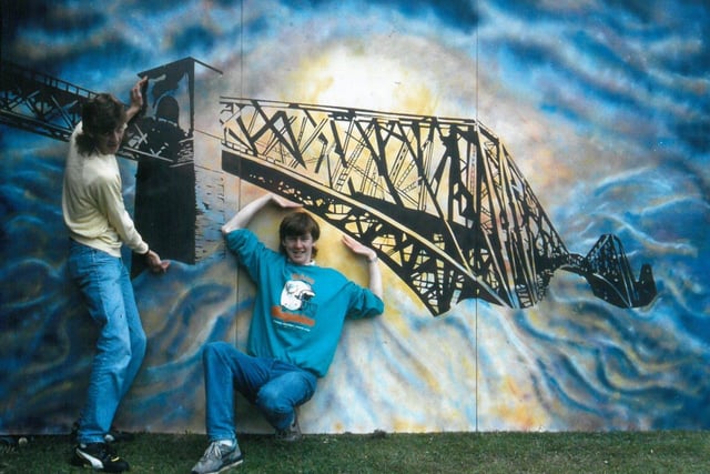 Mural painted by Paul and Neil Arnold in 1990 'The Ghost of The Forth'.