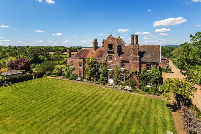 Maybanks Manor sits in an enviable spot in the West Sussex countryside, with views towards Surrey Hills. The property includes 11 bedrooms, six bathrooms and five reception rooms, and retains a wealth of original character. Price: £4,950,000.